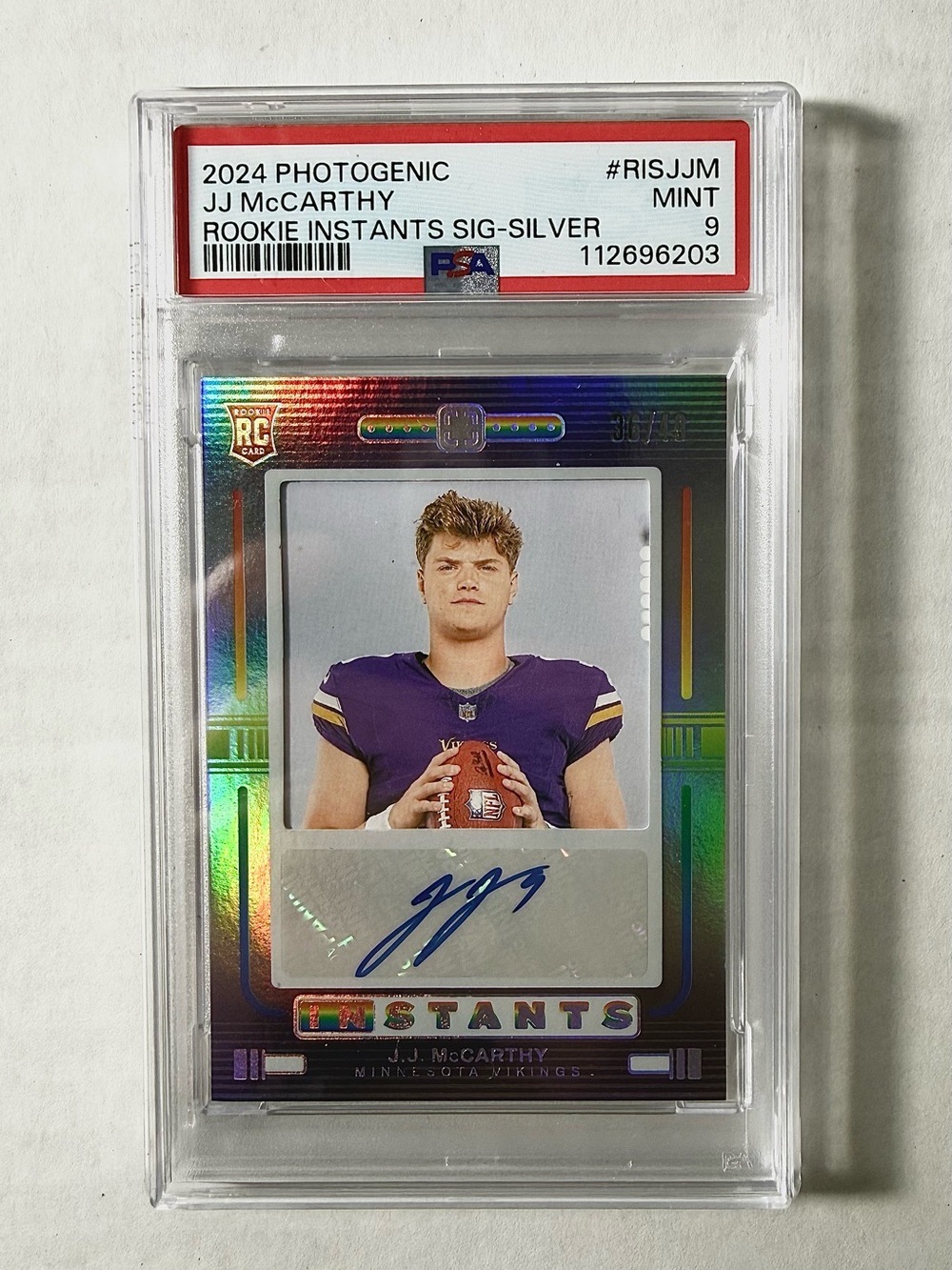 Panini JJ McCarthy Rookie Autograph Card - Purple 36/49